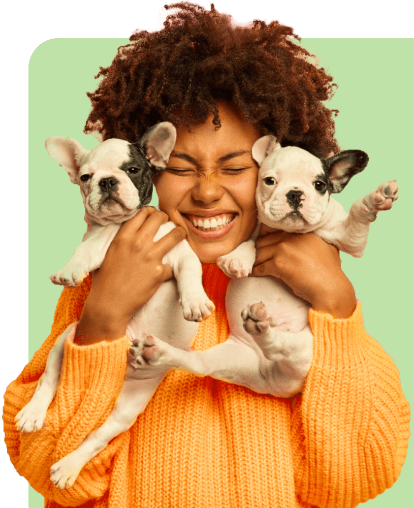 Tierhalterin mit zwei Hunden